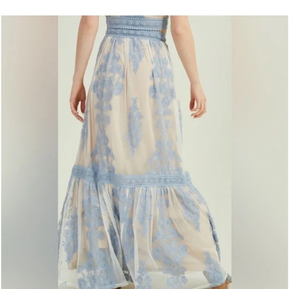 Altard State Long Skirt Arissa Sheer Boho Lace Layered Ruffle Embroidered  M
